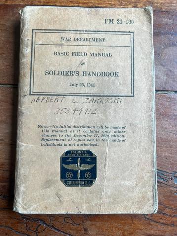 WO2 Amerikaans soldaat handboek M1 Garand OP NAAM Italië beschikbaar voor biedingen