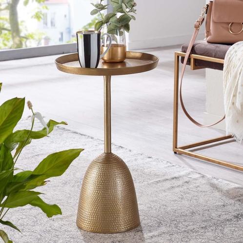 WOHNLING Bijzettafel Metaal Goud, Huis en Inrichting, Tafels | Bijzettafels, Zo goed als nieuw, Rond, 45 tot 60 cm, Minder dan 55 cm