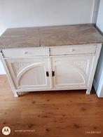 Crème wit kastje met marmer blad (beschadigd), Huis en Inrichting, Ophalen