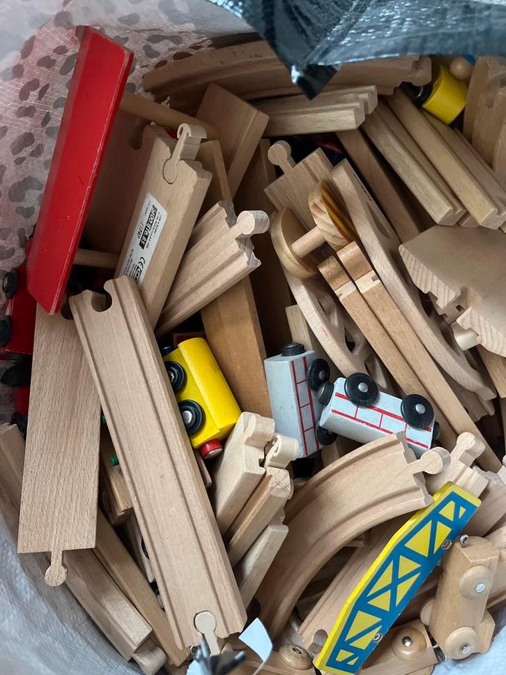 Grote zak houten treinrails, treinen en bruggen, Hobby en Vrije tijd, Modelbouw | Auto's en Voertuigen, Gebruikt, Overige typen