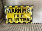 Warning, file flirter ,metalen giftcard, Nieuw, Ophalen of Verzenden, Pand50, Info@pand50.nl