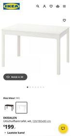 Ekedalen Eettafel ikea schuifbaar met bank en stoelen, Huis en Inrichting, Ophalen of Verzenden, Gebruikt, Rechthoekig, 50 tot 100 cm