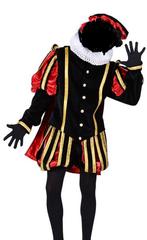Luxe Pietenpak Fluweel Malaga met Cape Zwart-Rood, Diversen, Sinterklaas, Ophalen of Verzenden, Zo goed als nieuw