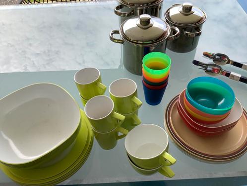 Mepal campingservies, pannen, schaaltjes, borden en bestek, Caravans en Kamperen, Kampeeraccessoires, Zo goed als nieuw, Ophalen