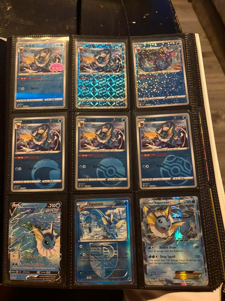 Vaporeon, jolteon en espeon verzameling, Hobby en Vrije tijd, Verzamelkaartspellen | Pokémon, Zo goed als nieuw, Meerdere kaarten