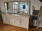 Dressoir met spiegel (218,5x59x90) cm complete inboedel, Ophalen, Eikenhout, Zo goed als nieuw, 200 cm of meer