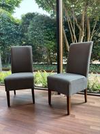 Eetkamerstoelen grijs/beige hoge rug 6 stuks, Ophalen, Gebruikt, Vijf, Zes of meer stoelen, Stof