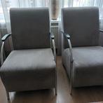 2 Design Fauteuils Grijs Rib met Hocker - ZGAN, Ophalen of Verzenden