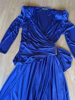 Filigree LTD - paarse midi jurk met lange mouwen 80s geplooi, Maat 38/40 (M), Paars, Ophalen of Verzenden, Zo goed als nieuw