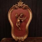 Oud cherubijn engeltje in gipsen kader, Verzenden