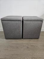 2x poef grijs met opbergruimte, Ophalen, Minder dan 50 cm, Rond, Minder dan 50 cm