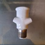 Antieke Porseleinen Fitting met Dubbele Stekker E27 lamp, Ophalen of Verzenden