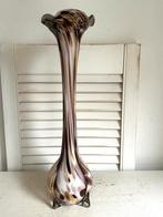 Hoge trompetvormige vaas van glas in Cheeta kleuren 39 cm, Huis en Inrichting, Woonaccessoires | Vazen, Ophalen, Overige kleuren