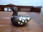 vintage houten eendje met hoorn of parelmoer, Antiek en Kunst, Ophalen of Verzenden