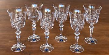 6 Bohemia kristal geslepen wijnglazen beschikbaar voor biedingen