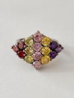 925 zilveren ring met meerdere stenen, Ophalen of Verzenden, Zilver, Zilver, Dame