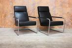 ZGANieuw 2 zwarte leren Harvink Optie design fauteuils, Huis en Inrichting, Fauteuils, Harvink, Harvink, Design, 75 tot 100 cm