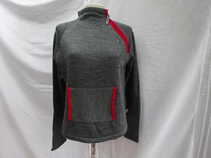 BODY GLOVE grijs/rode soepele trui - maat M /L, Kleding | Dames, Truien en Vesten, Zo goed als nieuw, Maat 38/40 (M), Grijs, Verzenden