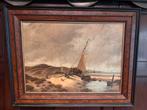 Schilderij: Schepen op het strand, Antiek en Kunst, Kunst | Schilderijen | Klassiek, Ophalen