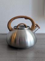 2.3L RVS Fluitketel – Houtlook Handgreep, 2 liter of meer, Ophalen, Zo goed als nieuw, Rvs