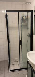 Douchecabine zwart 80x80 met glazen schuifdeuren, Huis en Inrichting, Ophalen, Zo goed als nieuw