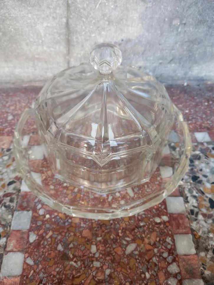 Oude glazen botervloot, Antiek en Kunst, Antiek | Woonaccessoires, Ophalen of Verzenden