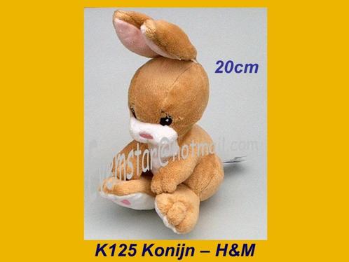 K125 Konijn - H&M bruin velours konijntje, Kinderen en Baby's, Speelgoed | Knuffels en Pluche, Zo goed als nieuw, Konijn, Ophalen