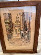 Rotterdam pentekening Keizerstraat met Lutherse kerk, Antiek en Kunst, Ophalen of Verzenden