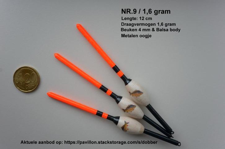 KARPERDOBBER HANDBUILT NR. 9 / 1,6 gram, Watersport en Boten, Hengelsport | Karpervissen, Nieuw, Dobber of Lood, Ophalen of Verzenden
