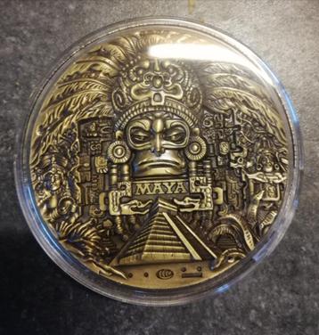 1 Bronzen Maya Azteekse kalender herdenkings Penning!! beschikbaar voor biedingen