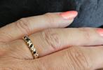 18 Krt.Gouden ring  saffier en witte toermalijn. 2025/330., Ophalen of Verzenden, Goud, Ring, Met edelsteen
