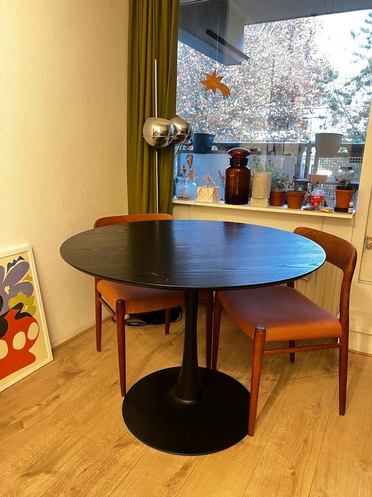 Zwarte Tulp Eettafel Rond - Ø100cm, Huis en Inrichting, Tafels | Eettafels, Gebruikt, 50 tot 100 cm, 100 tot 150 cm, Vier personen