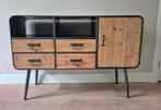Dutchbone Dressoir Vino & Gin - Hout & Staal, Huis en Inrichting, Ophalen, 100 tot 150 cm, Zo goed als nieuw, Metaal