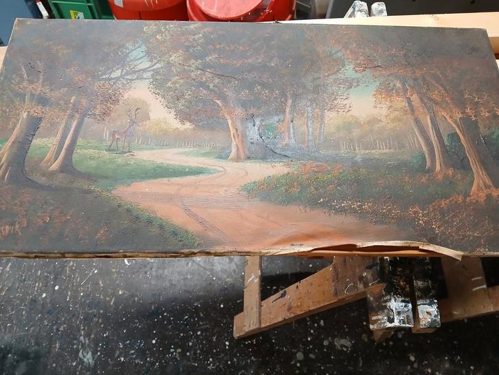 Oude Schilderij: Boslandschap met Hert, Antiek en Kunst, Kunst | Schilderijen | Klassiek, Ophalen