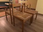 Vintage Dutch Design eiken stoelen met riet, Geytenbeek, Ophalen, Gebruikt, Bruin, Vier