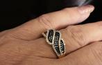 Gouden Vintage ring diamanten en blauwe diamanten. 2025/423, 18 tot 19, Blauw, ., Ophalen of Verzenden