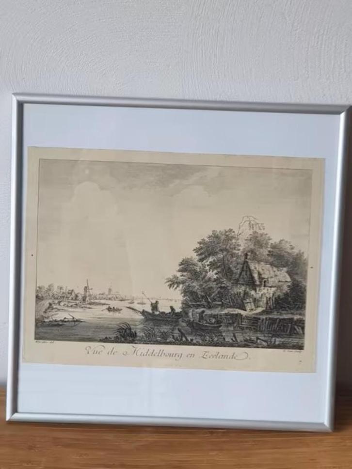 Gezicht op Middelburg in Zeeland Franz Edmund Weirotter, Antiek en Kunst, Kunst | Etsen en Gravures, Ophalen