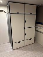 Witte Kledingkast met Zwarte Accenten van IKEA, Kunststof, Gebruikt, 100 tot 150 cm, 200 cm of meer