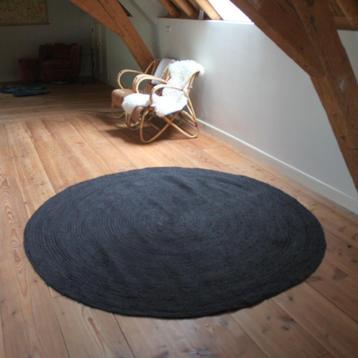 Zwart rond Jute vloerkleed Ø200 cm. (gratis verzending) beschikbaar voor biedingen