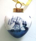 Kerstbal Hart 02 Delfts Blauw Merry Christmas met Molen, Diversen, Kerst, Ophalen of Verzenden