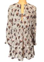 Berenice blousejurk, jurk, flowers, beige, Mt. 38 / M, Kleding | Dames, Maat 38/40 (M), Verzenden, Zo goed als nieuw, Boven de knie