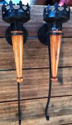 2 VINTAGE KASTEELKANDELAARS, Huis en Inrichting, Woonaccessoires | Kandelaars en Kaarsen, Ophalen of Verzenden, Gebruikt, Hout