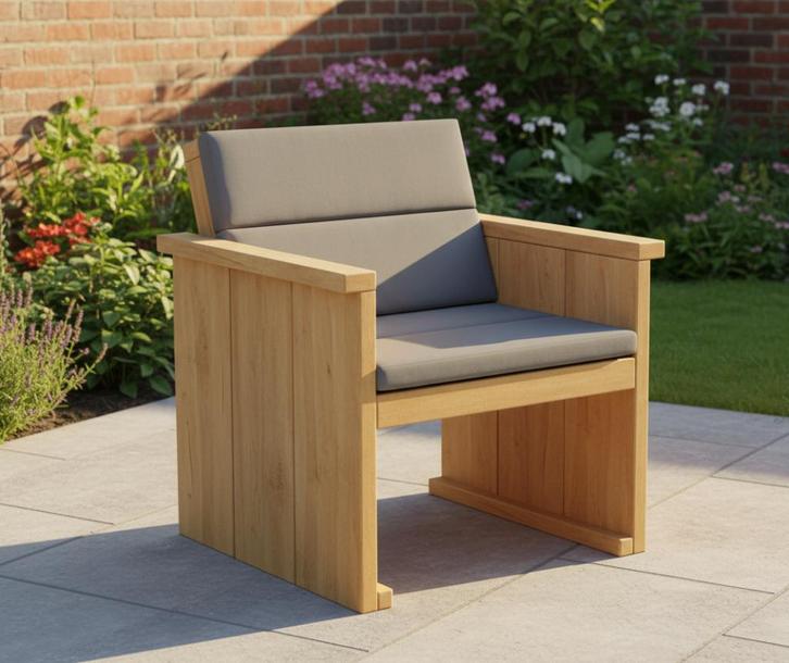 GRATIS Bouwtekening Tuinstoel (Steigerhout) – Modern, Tuin en Terras, Tuinstoelen, Nieuw, Hout, Verzenden