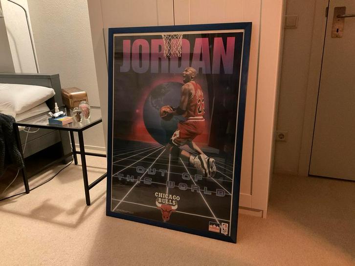 Michael Jordan Poster 1996 - Ingelijst, Verzamelen, Posters, Zo goed als nieuw, Sport, A1 t/m A3, Rechthoekig Staand, Met lijst
