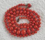 Antieke Vintage Bloedkoraal ketting., Sieraden, Tassen en Uiterlijk, Antieke sieraden, Ophalen of Verzenden, Zilver, Ketting, Met edelsteen