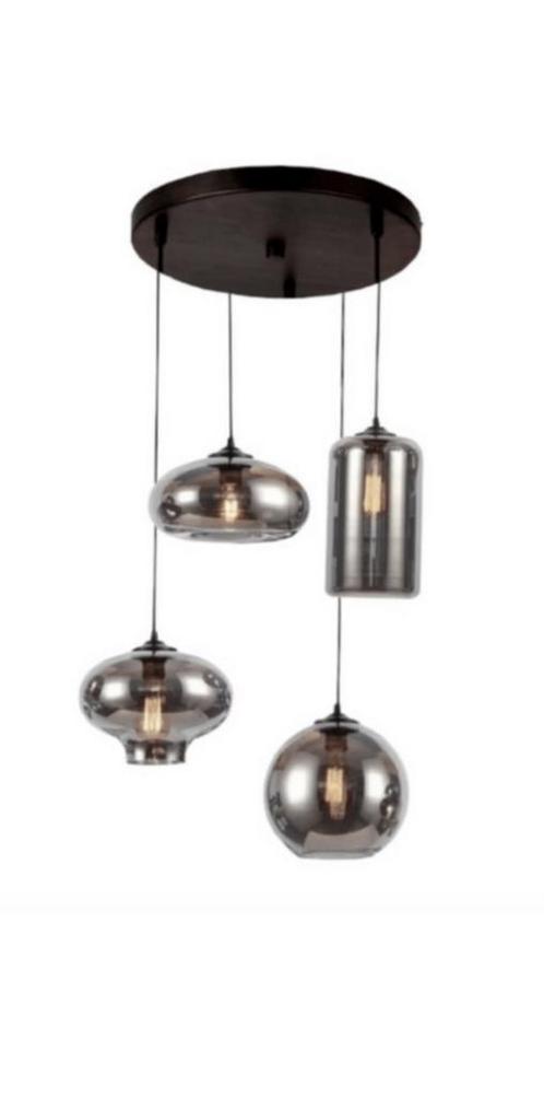 Plafondlamp industrieel 4mix bollen NIEUW, Huis en Inrichting, Lampen | Hanglampen, Nieuw, 75 cm of meer, Glas, Ophalen of Verzenden