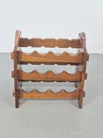 Vintage brutalist eiken hout wijnrek japandi 1960 modulair, Ophalen of Verzenden, N, Minder dan 50 cm, Hout