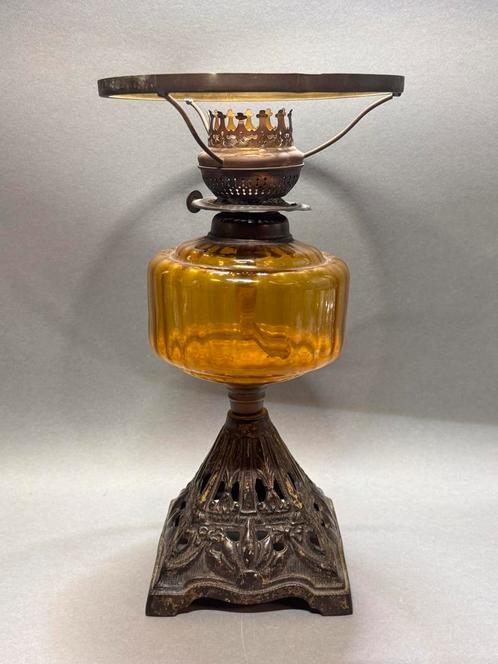 Vintage olie lamp oranje amber Art Deco, Verzamelen, Parfumverzamelingen, Zo goed als nieuw, Ophalen of Verzenden