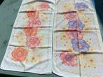 2 Vintage katoen badstof handdoeken bloem 90 x 44 cm (J3), Huis en Inrichting, Ophalen of Verzenden, Gebruikt, Handdoek