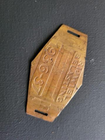 Oude Rijwiel Belasting Plaat 1936-37 beschikbaar voor biedingen
